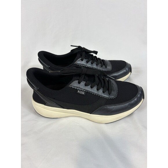 Kizik Paris Sneakers Black Knit Leather Size 8.5 Lightweight Comfort - Picture 4 of 12
